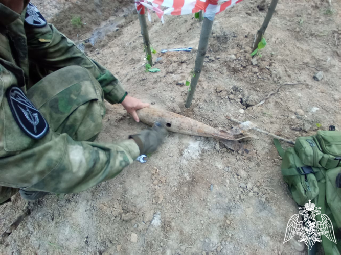 В Вологодской области взрывотехники ОМОН «Вымпел» Росгвардии обследовали предмет, схожий со снарядом
